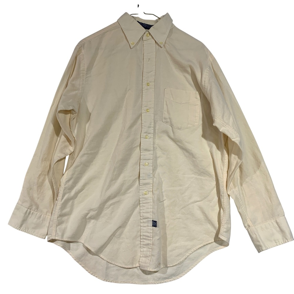 VTG 90s Trent Ltd. for Barth's Mens Button Down Shirt Long Sleeve Cotton Beige L